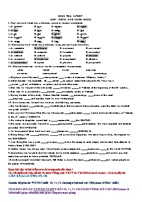 Đề kiểm tra 15 phút môn Tiếng Anh 12 (Thí điểm)